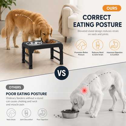Elevated Dog Bowls Stand with 2 Thick 42Oz Stainless Steel Dog Food Bowls, Raised Dog Bowls 5 Heights Adjustable for Small Medium and Large Dogs, Cats