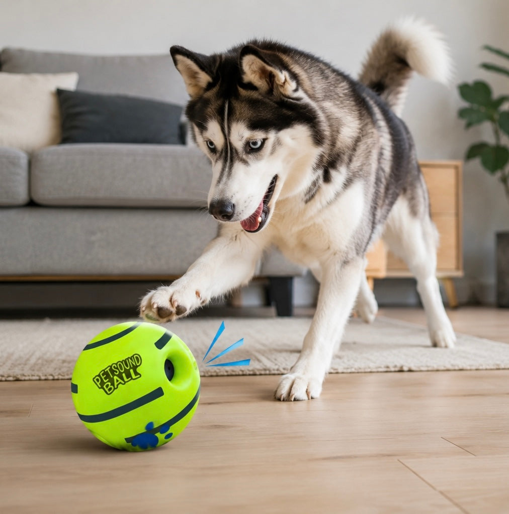 Interactive sound dog treat ball