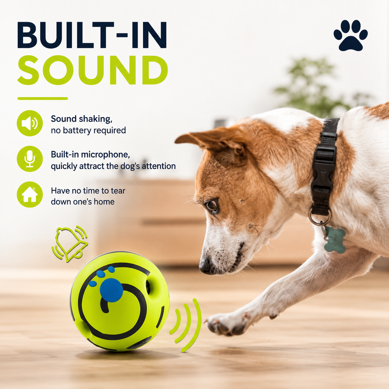 Interactive sound dog treat ball